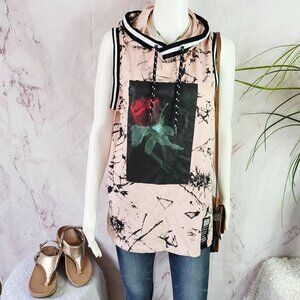 For The People graphic sleeveless tee with hood